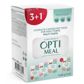 Пълноценна мокра храна за котки OPTIMEAL Set №3 Сomplete  сanned  pet food for adult cats със заешко, телешко и агнешко